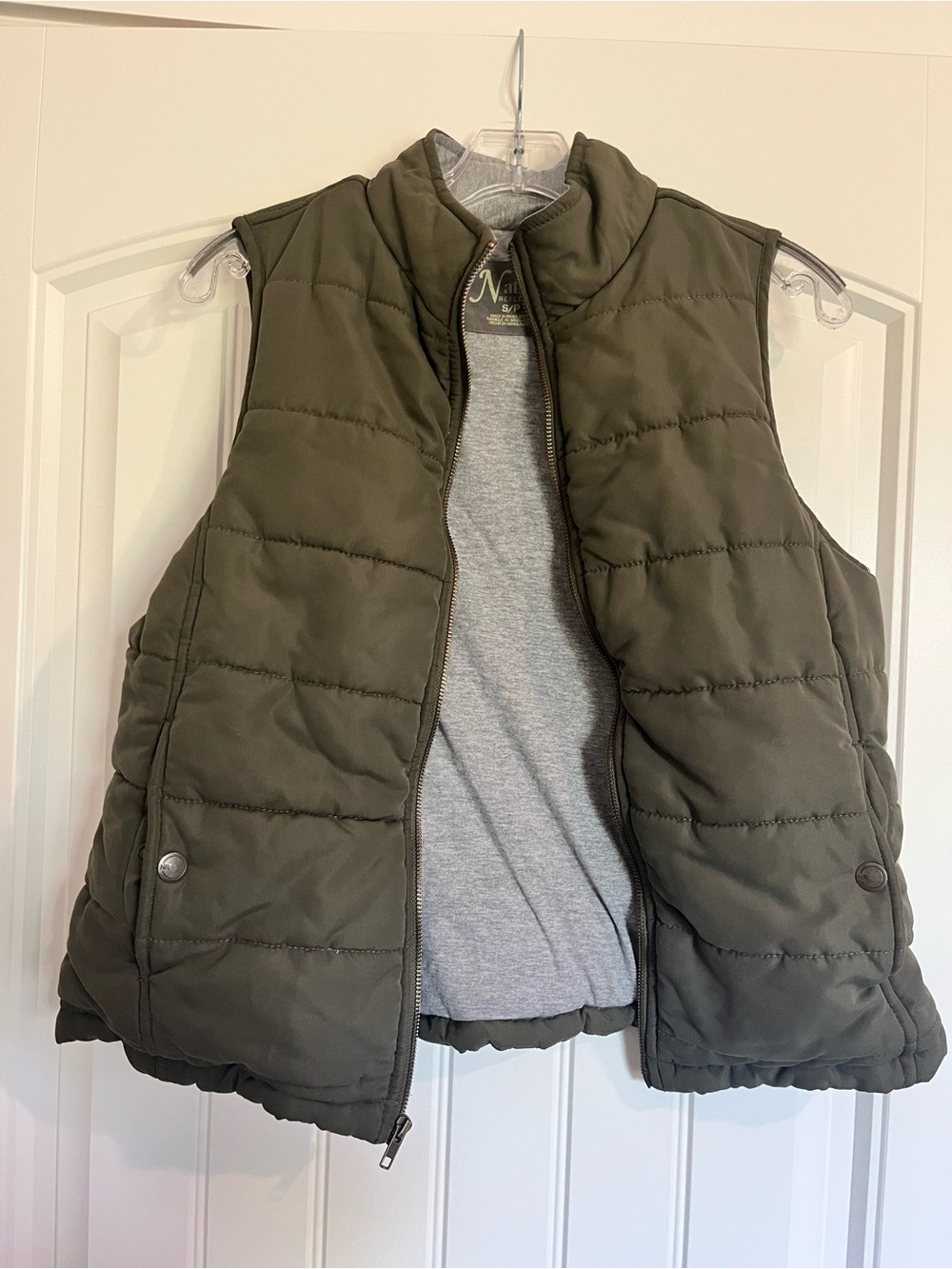 Natural Reflections Olive Quilted Puffer Vest